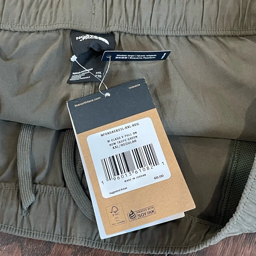 The North Face Class V Pull On Shorts Men Size XXL Taupe Green NEW